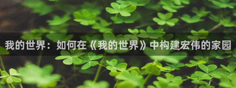 威九国际在线平台怎么样啊：我的世界：如何在《我的世界》中构建宏伟的家园